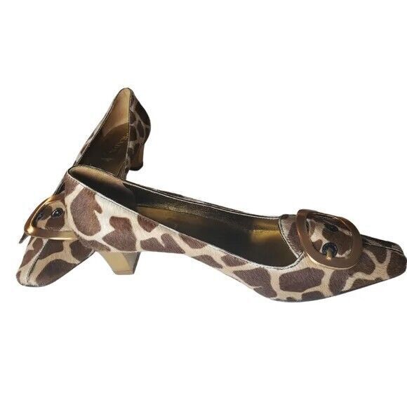 Prada Vintage Calf Hair Giraffe Print Buckle Kitten Heels~$585 - Picture 5 of 13
